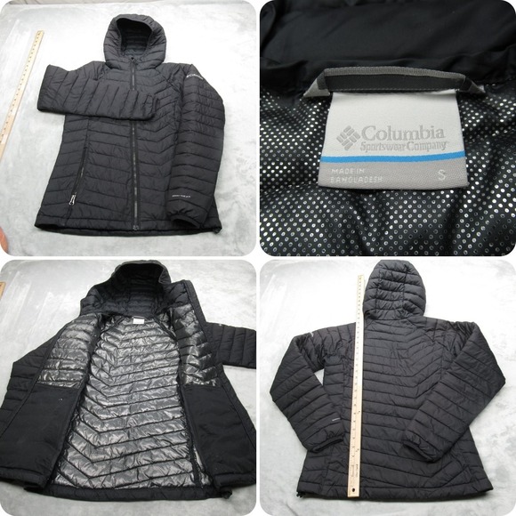 Columbia Jacket Women Small Black Powder Lite Insulated Lightweight Omni Heat - Picture 1 of 13